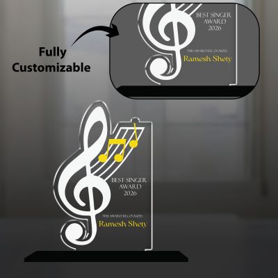 Personalized Best Singer Award Trophy for Gift for Singers, Vocalists, and Musicians Singer Recognition UV Printed Acrylic Trophy